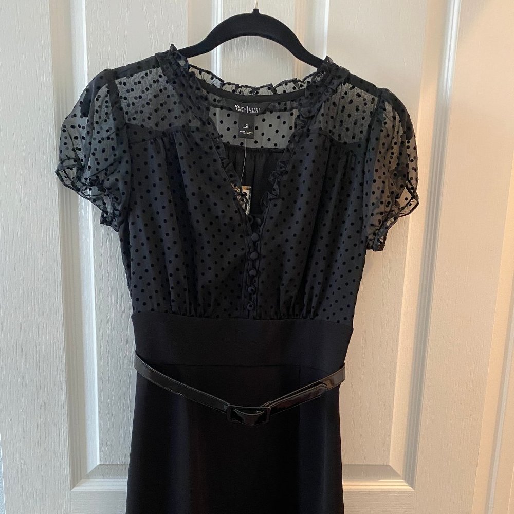 White House Black Market - Flocked Dot Crepe Dress Size 2 NWT